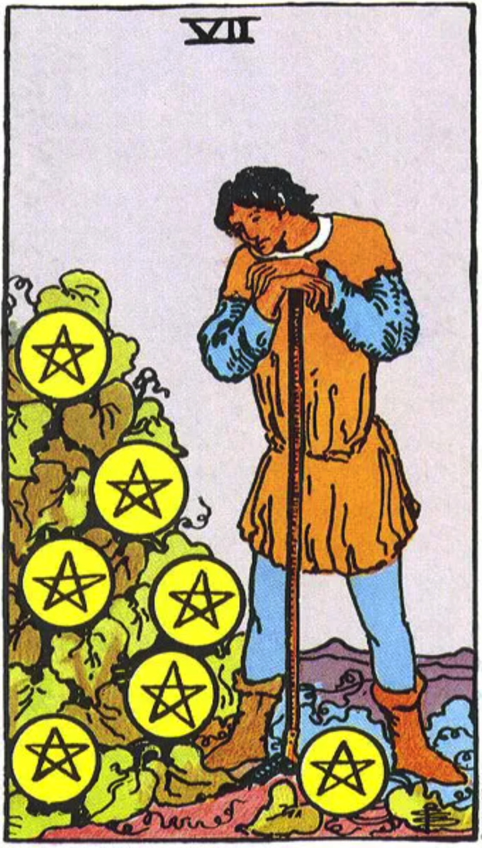 Seven of Pentacles: Symbolism & Imagery